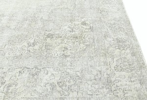 Antique Muted Beige Floral 9X12'6 Distressed Vintage Oriental Rug5128