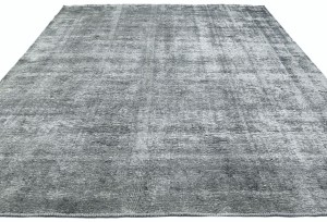 Antique Muted Gray Floral 9X11 Distressed Vintage Oriental Rug