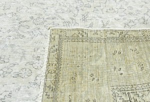 Antique Muted Beige Floral 10X13 Distressed Vintage Oriental Rug