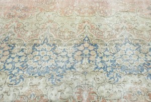 Antique Muted Floral 8'8X11'7 Distressed Vintage Oriental Rug