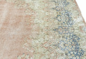 Antique Muted Floral 8'8X11'7 Distressed Vintage Oriental Rug