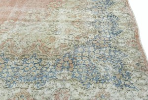 Antique Muted Floral 8'8X11'7 Distressed Vintage Oriental Rug