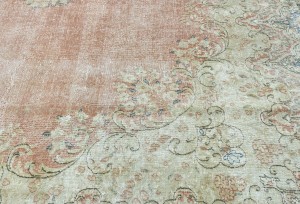 Antique Muted Floral 8'8X11'7 Distressed Vintage Oriental Rug