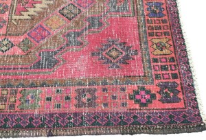 Antique Muted Tribal 4X10 Distressed Vintage Oriental Runner Rug