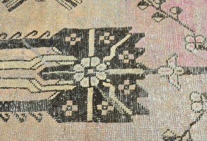 Antique Muted Beige Tribal 4'2X6'5 Distressed Vintage Oriental Rug