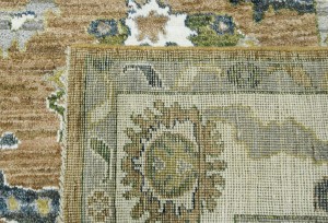 Caramel Brown Floral Oushak Peshawar 8'5X9'8 Pakistan Oriental Rug