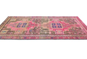 Antique Muted Pink Tribal 4X9 Distressed Vintage Oriental Runner Rug