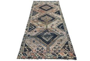 Antique Muted Tribal 4X9 Distressed Vintage Oriental Runner Rug