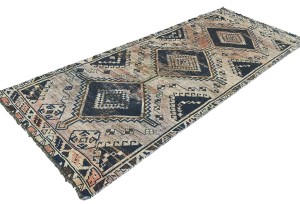 Antique Muted Tribal 4X9 Distressed Vintage Oriental Runner Rug