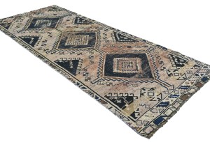 Antique Muted Tribal 4X9 Distressed Vintage Oriental Runner Rug