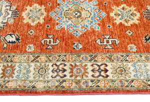 Orange-red Tribal Geometric 3X8 Kazak Pakistan Oriental Runner Rug