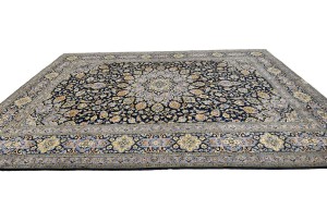 Vintage Purple-navy Traditional 10X13 Kashan Persian Rug