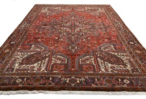 Vintage Red Geometric 8'6X11 Heriz Persian Rug