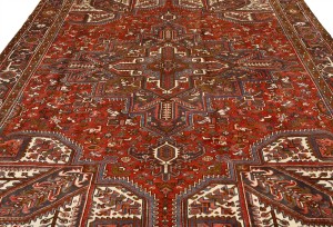 Vintage Red Geometric 8'6X11 Heriz Persian Rug