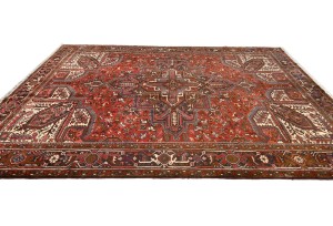 Vintage Red Geometric 8'6X11 Heriz Persian Rug