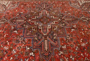 Vintage Red Geometric 8'6X11 Heriz Persian Rug
