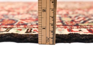 Vintage Red Geometric 3'6X10'4 Karajeh Persian Runner Rug