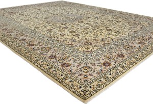 Vintage Cream Traditional 10X13 Kashan Persian Rug