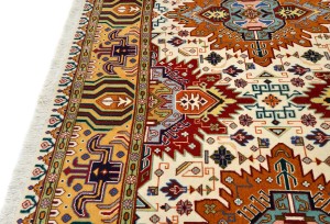 Vintage Cream Traditional 7x10 Tabriz Persian Rug