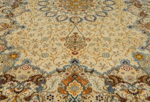 Semi Antique Beige Traditional 9X13 Kashan Persian Rug