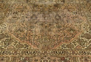 Antique Muted Floral 6'7X9'5 Distressed Vintage Oriental Rug
