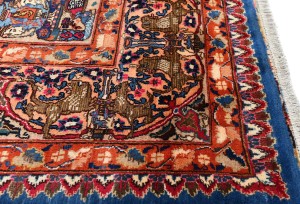 Semi Antique Navy Pictorial 10X13 Kashmar Persian Rug
