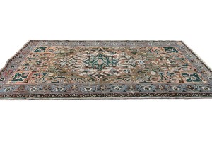 Semi Antique Brown Floral 5X10 Distressed Vintage Oriental Rug