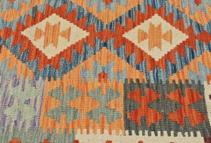 Multicolored Geometric Reversible 3X10 Kilim Oriental Runner Rug