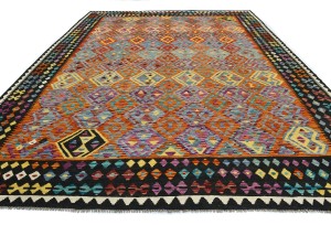 Multicolored Geometric Reversible 10X13 Kilim Oriental Rug
