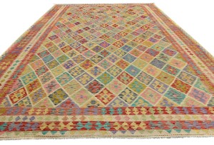 Multicolored Geometric Reversible 12X16 Kilim Oriental Rug