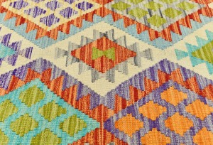Multicolored Geometric Reversible 3X13 Kilim Oriental Runner Rug