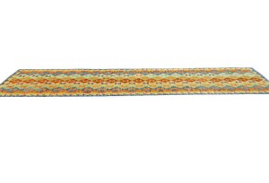 Multicolored Geometric Reversible 3X13 Kilim Oriental Runner Rug