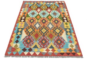 Multicolored Geometric Reversible 3X5 Kilim Oriental Rug