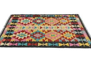 Multicolored Geometric Reversible 3X5 Kilim Oriental Rug