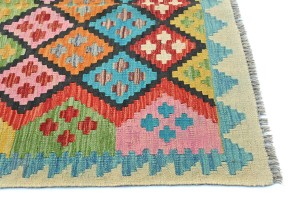 Multicolored Geometric Reversible 4X6 Kilim Oriental Rug