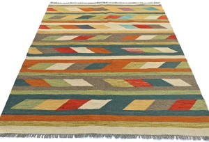 Multicolored Geometric Reversible 4X6 Kilim Oriental Rug