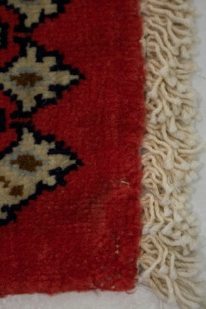 Pair of Small Vintage Coral Red Floral 2X3 Kashan Persian Rug