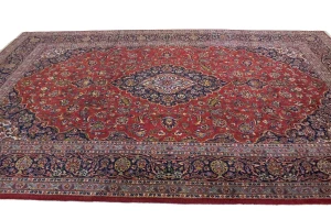 Vintage Red Traditional 8X12 Kashan Persian Rug