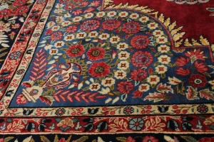 Vintage Red Traditional 6'5X10'5 Qom Kerman Persian Rug