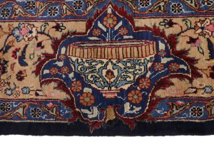 Vintage Dark Navy Pictorial 10X13 Kashmar Persian Rug