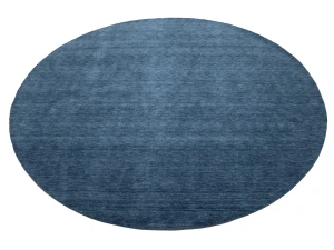 Steel Blue Modern Solid 6X6 Gabbeh Oriental Round Rug