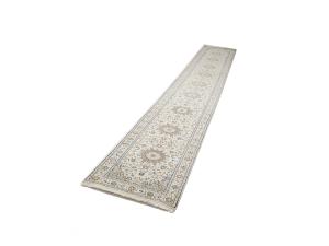 Cream Floral 3X20 Indo-Nain Oriental Runner Rug
