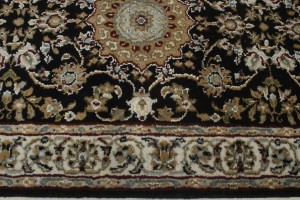 Black Floral 2X6 Indo-Nain Oriental Runner Rug