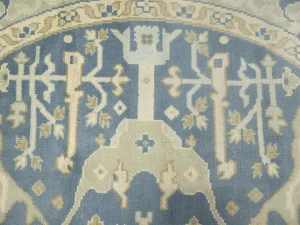 Muted Blue-gray Floral Transitional 8X8 Oushak Oriental Round Rug