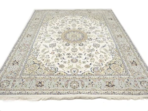 Cream Floral 8X10 Indo-Nain Oriental Rug