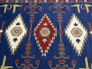 Blue Geometric 6X9 Kazak Oriental Rug