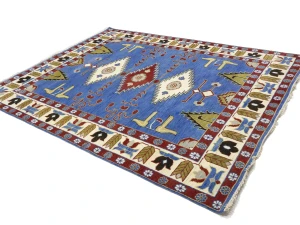 Blue Geometric 8X10 Kazak Oriental Rug