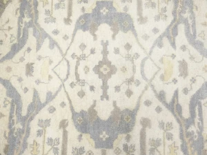 Muted Cream Floral Transitional 8X8 Oushak Oriental Round Rug