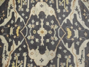 Muted Gray Floral Transitional 8X8 Oushak Oriental Round Rug