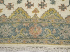 Muted Green Slate Floral 4X6 Oushak Chobi Oriental Rug